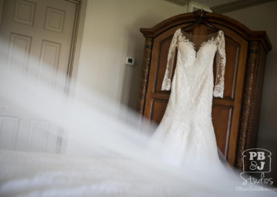 Wedding dress hanging