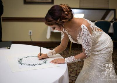 Bride signing