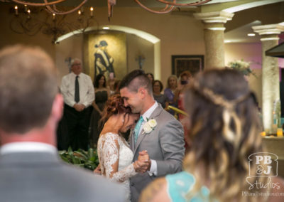 Bride and groom dancing