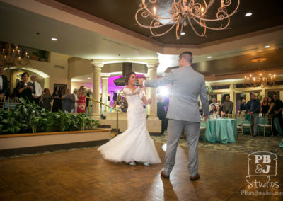 Bride and groom dancing