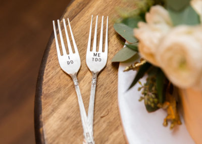 "I do. Me too" engraved forks