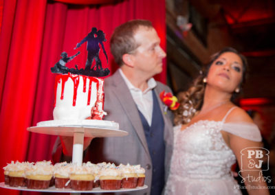 Renette and Todd with wedding cake