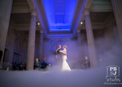 Kate and Steven first dance with fog