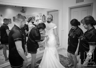 Kate getting ready with bridesmaids